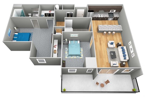 The Flatiron 3D Floor Plan - The Corvina